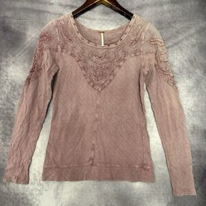 Y2K Free People‎ Sweater Women Size Small Embroidered Studded Boho Pullover